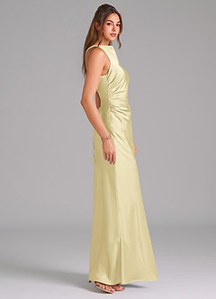 Azazie Evadne Brudtärnklänningar Klä av Tubklänning i Stretch Satin Plisserad Citronsorbet image4