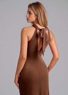 Azazie Doretta Bridesmaid Dresses Umber Mermaid Pleated Velvet Dress image2
