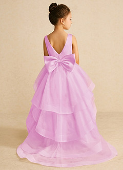 Azazie Pumpkin Robe Demoiselle D'honneur Fillette Robe Trapèze en Tulle Convertible Rose Bonbon image1