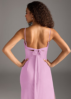 Azazie Mai Final Sale Agave Sheath Pleated Mesh Dress image6