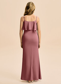 Azazie Galene Junior Mrenneito Joustava satiini Lattian pituus Nuorempi morsiusneito Pukeutua image2