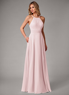 Azazie Amalia Bridesmaid Dresses Blushing Pink A-Line Pleated Chiffon Dress image5