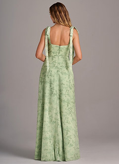 Azazie Debra Vestidos de damas de honor Vestido de Floral Helecho Verde de Gasa de Corte en A Convertible con Con bolsillos image3