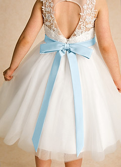 Azazie Lettie Blumenmädchenkleider Ballkleid Spitze Kleid Elfenbein Himmelblau image5