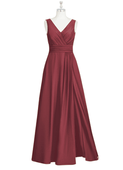 Azazie Karina Bridesmaid Dresses Merlot A-Line Pleated Chiffon Dress image6