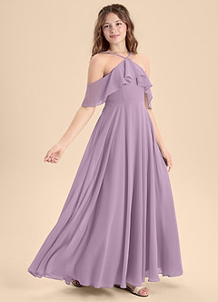 Azazie Tessabelle Junior Wisteria A-Line Off the Shoulder Chiffon Dress image3