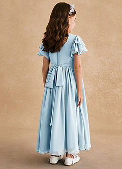 Azazie Ali Flower Girl Dresses Sky Blue A-Line Pleated Chiffon Dress image2