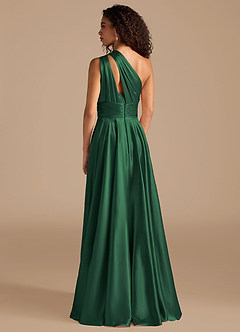Azazie Charlize Vestidos de damas de honor Vestido de Verde Oscuro de Satén Metálico de Corte en A con Hombro unilateral image8