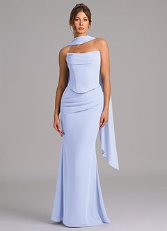 Azazie Sorrel Vestidos de damas de honor Vestido de Lavanda de Gasa de Corte Sirena con Corsé image4