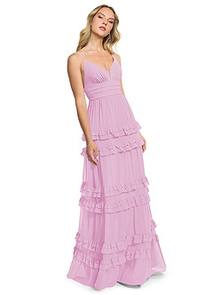 Azazie Rachel Bridesmaid Dresses Candy Pink A-Line Chiffon Dress image3