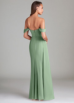 Azazie Amyra Bridesmaid Dresses Matcha Sheath Off the Shoulder Chiffon Convertible Dress image4
