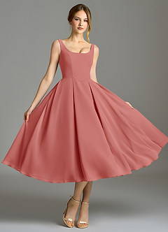 Azazie Amalie Suknie dla druhen Linia A Pofałdowany Szyfon Długość herbaty Sukienka image5