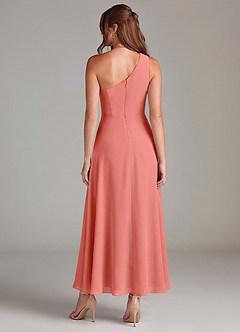 Azazie Brooke Brautjungfernkleider A-Linie One-Shoulder Chiffon Kleid Lachsrosa image5