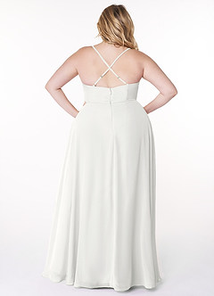 Azazie Naeem Abiti da Damigella Abito A-Line in Chiffon con Scollo a V e Volant Bianco image8