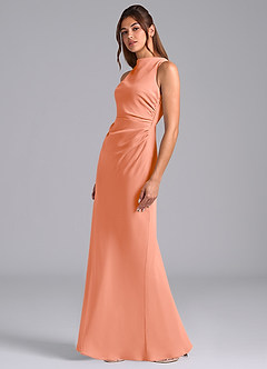 Azazie Evadne Bridesmaid Dresses Sunset A-Line Pleated Chiffon Dress image1