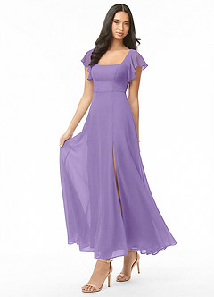 Azazie Bondi Brudepigekjoler En streg Ruchede Chiffon Ankel-længde Kjole image3