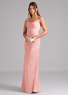 Azazie Lucille Bridesmaid Dresses Powder Pink Mermaid Strapless Stretch Satin Convertible Dress image3