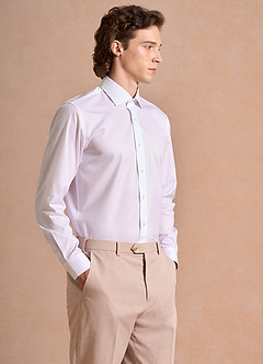 front Aiden Blanco Crujiente Camisa de vestir a rayas 100 % algodón que no necesita planchado