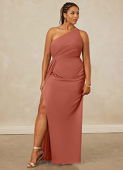 Christian Siriano Bridal for Azazie 1003 Bridesmaid Dresses Clay Sheath One Shoulder Chiffon Dress image11