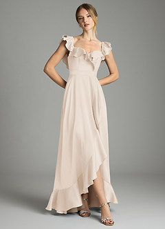 Azazie Lyra Vestidos de damas de honor Vestido de Alabastro Blanco de Satén Elástico de Corte en A Convertible con Vestidos sin tirantes image3