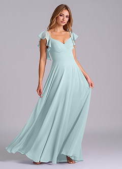 Azazie Leilani Bridesmaid Dresses Mist A-Line Pleated Chiffon Dress image3