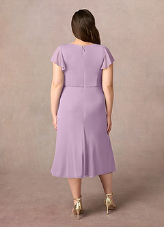 Azazie Vera Mother of the Bride Dresses Wisteria A-Line V-Neck Pleated Mesh Dress image4