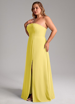 Azazie Wren 신부 들러리 드레스 A라인 사이드 슬릿 쉬폰 바닥 길이 드레스 image13