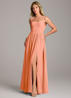 Azazie Rosaline Bridesmaid Dresses Sunset A-Line Side Slit Chiffon Dress image3