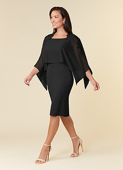 Azazie Maryam Mother of the Bride Dresses Black Sheath Lace Chiffon Dress image2