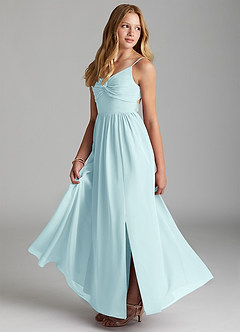 Azazie Zeya Junior Sea Glass A-Line Chiffon Dress image4