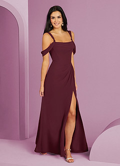 Barbie ♥ Azazie Bridesmaid Dresses Cabernet A-Line Off the Shoulder Chiffon Dress image10