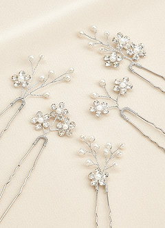 front Conjunto de horquilla con racimo floral de diamantes de imitación