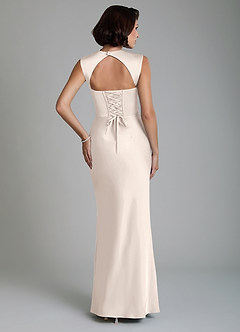 Azazie Lumia Bridesmaid Dresses White Alabaster Sheath Corset Stretch Satin Dress image2