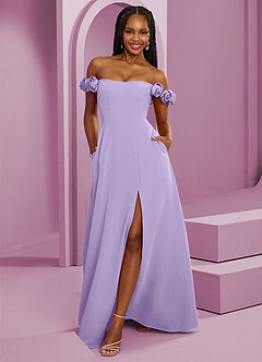 Barbie ♥ Azazie Bridesmaid Dresses Lilac A-Line Off the Shoulder Chiffon Convertible Dress image1