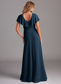 Azazie Lainey Bridesmaid Dresses Dark Navy A-Line with Pockets Chiffon Dress image7
