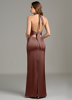 Azazie Francesca Robes de demoiselle d'honneur Robe Fourreau en Satin extensible Expresso image4