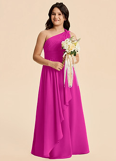 Azazie Skye Junior Fuchsia A-Line Pleated Chiffon Dress image5