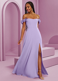 Barbie ♥ Azazie Bridesmaid Dresses Lilac A-Line Off the Shoulder Chiffon Convertible Dress image8