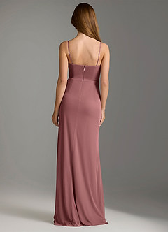 Azazie Maci Bridesmaid Dresses Desert Rose Sheath Pleated Mesh Dress image2
