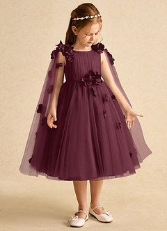 Azazie Staria Abiti da Ragazza di Fiori Abito Principessa in Tulle Increspato Cabernet image7