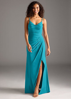 Azazie Deandra Bridesmaid Dresses Jade Mermaid Pleated Chiffon Dress image5