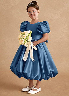 Azazie Jellybean vestidos de niña de las flores Vestido de Crepúsculo de Satin Mate de Corte Princesa con Volante image1