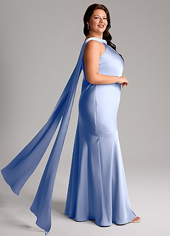 Azazie Kinsley Bridesmaid Dresses Ice Mermaid Side Slit Stretch Satin Dress image10