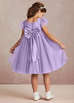 Azazie Kalio Flower Girl Dresses Lilac A-Line with Sleeves Tulle Dress image1