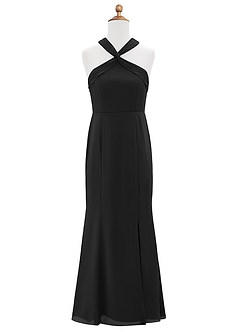 Azazie Rue Junior Vestido de Negro de Gasa de Sirena con Corte Lateral image6