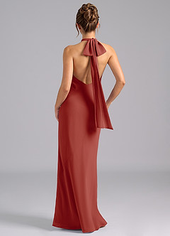 Azazie Velli Bridesmaid Dresses Terracotta Mermaid Bow Chiffon Dress image2