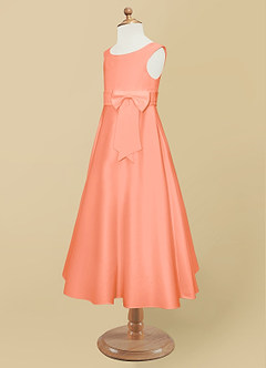 Azazie Lindy Flower Girl Dresses Sunset A-Line Pleated Matte Satin Dress image12