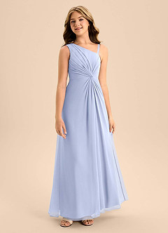 Azazie Brooke Junior Ice A-Line Side Slit Chiffon Dress image5