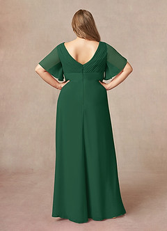 Azazie Alessa Mother of the Bride Dresses Dark Green A-Line V-Neck Pleated Chiffon Dress image8