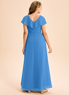 Azazie Lainey Junior Abito A-Line in Chiffon Con Tasche Blue Jay image2